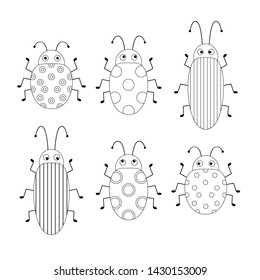 Cute cartoon beetle vector illustration isolated on white background.