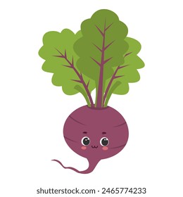 Cute cartoon beetroot character vector illustration isolated on white background