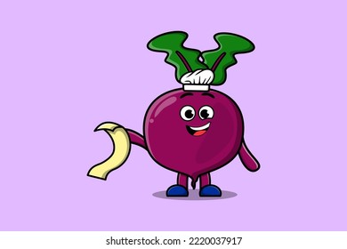 Cute cartoon Beetroot chef character with menu in hand cute style design illustration