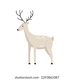 Cute cartoon beige deer in Scandinavian style. Vector hand-drawn animals for children.