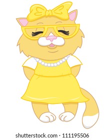Cute cartoon Beige kitten