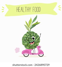 Cute  cartoon bergamot characters with different activities. Flat vector illustration, funny fruits. Organic food.