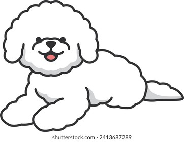 Cute cartoon bichon dog isolated on white background. Vector illustration.