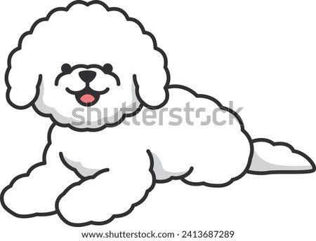 Cute cartoon bichon dog isolated on white background. Vector illustration.