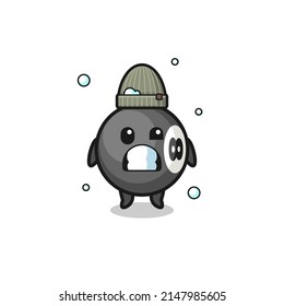 cute cartoon billiard with shivering expression , cute design