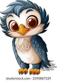 Cute cartoon bird with big expressive eyes