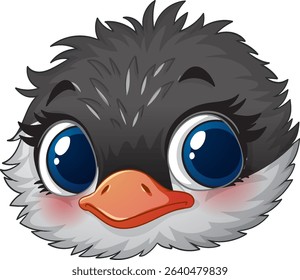 Cute cartoon bird with big, expressive eyes