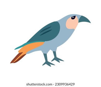 Cute cartoon bird with blue beak isolated