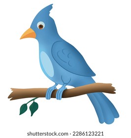 Cute Vector Cartoon Blue Bird Stickers Graphic by