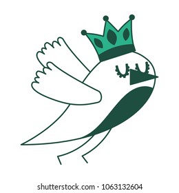 cute cartoon bird with crown character