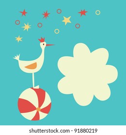 Cute cartoon bird greeting card