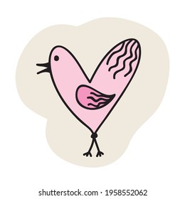 Cute cartoon bird heart. Vector illustration