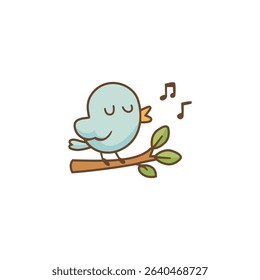 Cute cartoon bird icon in pastel flat style, ideal for kids nature education, spring visuals, and eco-friendly designs