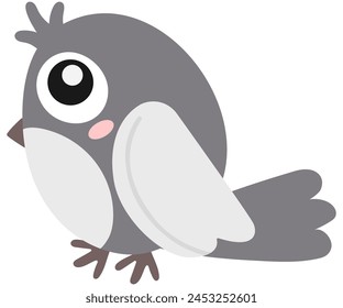 Cute cartoon bird isolated on white background.