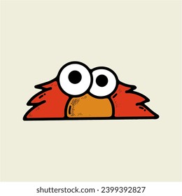 A cute cartoon bird with large expressive eyes and a vibrant red coat. Perfect for children's book illustrations, greeting cards, and nature-related design projects.