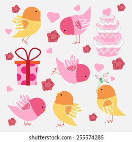cute cartoon bird set. vector
