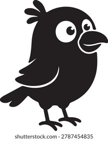 Cute Cartoon Bird Silhouette Vector Icon Illustration