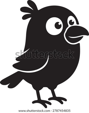 Cute Cartoon Bird Silhouette Vector Icon Illustration