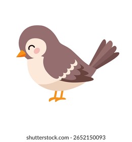 Cute cartoon bird standing in side view with a friendly smile. Ideal for children’s content, educational materials, animal-themed design, or kids' illustration projects