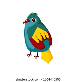 Cute cartoon Bird. Vector illustration isolated on white background.