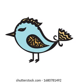 Un pájaro caricaturista. Ilustración del vector