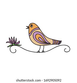 Cute cartoon bird. Vector illustration