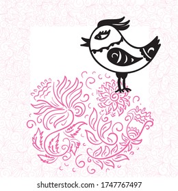 Cute cartoon bird. Vector illustration