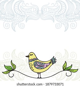 Cute cartoon bird. Vector illustration