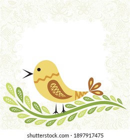 Cute cartoon bird. Vector illustration