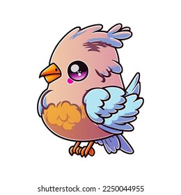 Cute cartoon bird vector illustration isolated on white