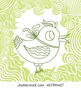 Cute cartoon bird. Vector illustration.