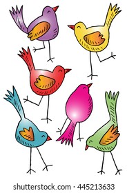 Cute cartoon birds