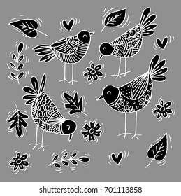 Cute cartoon birds
