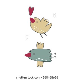 Cute cartoon birds print
