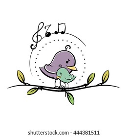 Cute  cartoon birds in vector