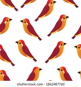 Aves de dibujos animados, animales vectoriales, patrón sin fisuras sobre fondo blanco. Concepto de papel pintado, papel de embalaje, tarjetas