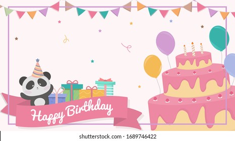 Cute cartoon birthday, animal card birthday, vector birthday. birthday illustration.