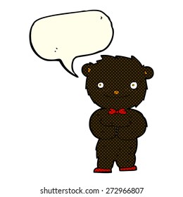 cute cartoon black bear with speech bubble
