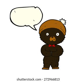lindo caricatura oso negro con burbuja de habla