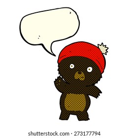 cute cartoon black bear with speech bubble