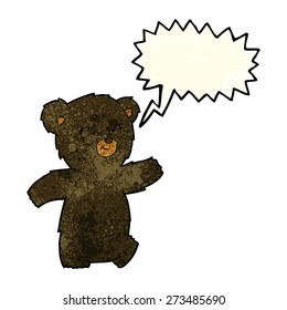 cute cartoon black bear with speech bubble