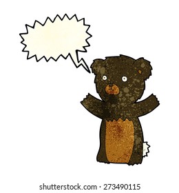 cute cartoon black bear with speech bubble