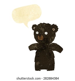 cute cartoon black bear with speech bubble