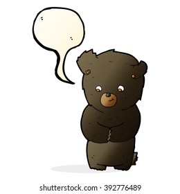 cute cartoon black bear with speech bubble