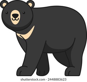 Ilustración vectorial de oso negro de dibujos animados lindo