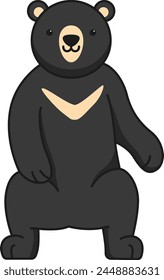 Ilustración vectorial de oso negro de dibujos animados lindo