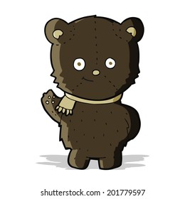 lindo dibujo animado oso negro ondeando