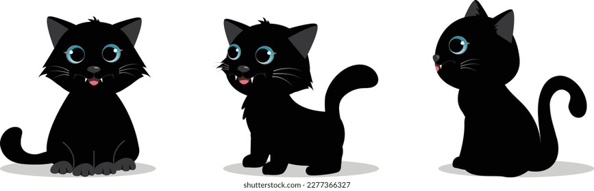 Cuto dibujo de la colección de personajes de gatos negros