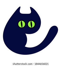 Cute cartoon black cat isolated on white background. Vector.