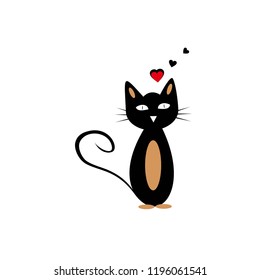 Cute cartoon black cat vector illustration